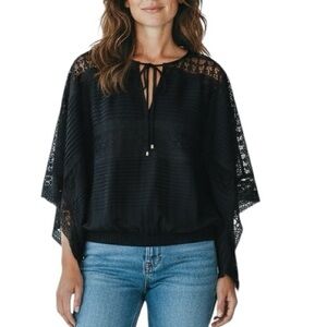 Inwear boxy semi sheer lace flowy short sleeve blouse size 6 excellent condition